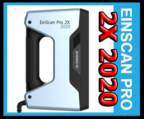 EinScan PRO 2X 2020 ใหม่ล่าสุด (แถม Solid Edge) เป็นรุ่นมัลติฟังก์ชั่น แบบมือถือได้และแบบขาตั้งได้ สามารถสแกนได้ละเอียดถึง 45 ไมคอน ทำงานควบคุมด้วยฐานหมุนแบบอัตโนมัติได้