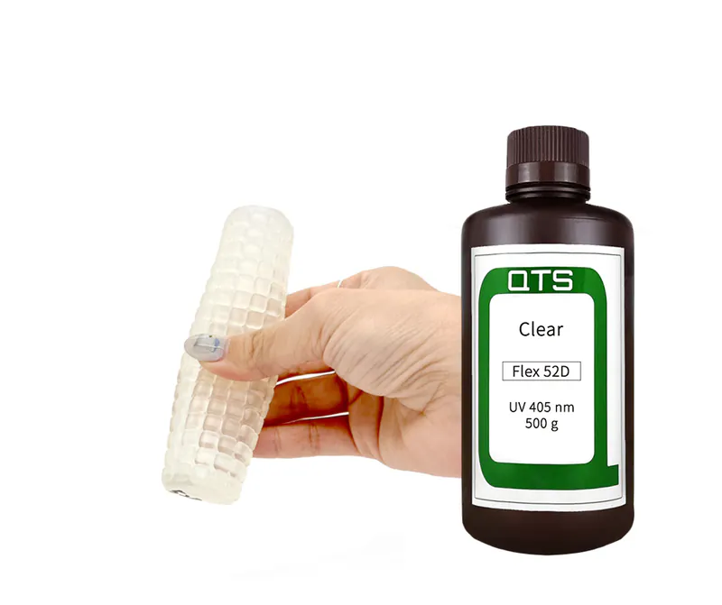 QTS Flex 52D Resin สร้างชิ้นส่วนคล้ายยางที่มีการยืดตัวที่น่าประทับใจ ซึ่งเหมาะอย่างยิ่งสำหรับการสร้างต้นแบบที่ต้องการความยืดหยุ่น QTS Flex 52D เหมาะสำหรับการใช้งานที่เกี่ยวข้องกับการเคลื่อนไหวซ้ำๆ โดยมีความทนทานและความสามารถในการยืดตัว