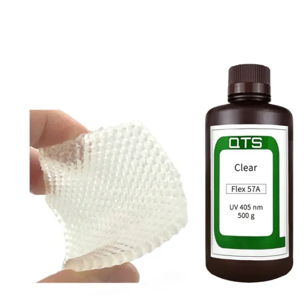 QTS Flex 57A สร้างชิ้นส่วนที่มีลักษณะคล้ายยางและ TPU ที่มีความยืดหยุ่นสูงและมีกลิ่นต่ำ เพื่อตอบสนองความต้องการด้านความยืดหยุ่นที่ดีเยี่ยม เหมาะสำหรับการใช้งาน เช่น พื้นรองเท้าหรือชิ้นส่วนที่ยืดหยุ่น
